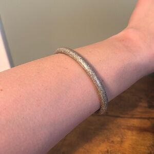 Vintage Silver Sparkle Bangle Bracelet, Metal, Retro, Boho